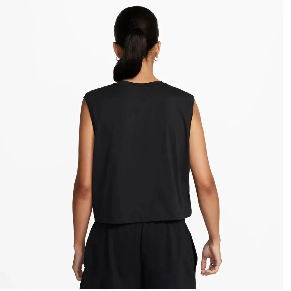 Nike NWT Sportswear Club Women's Sleeveless Cropped Top in Black Size: L